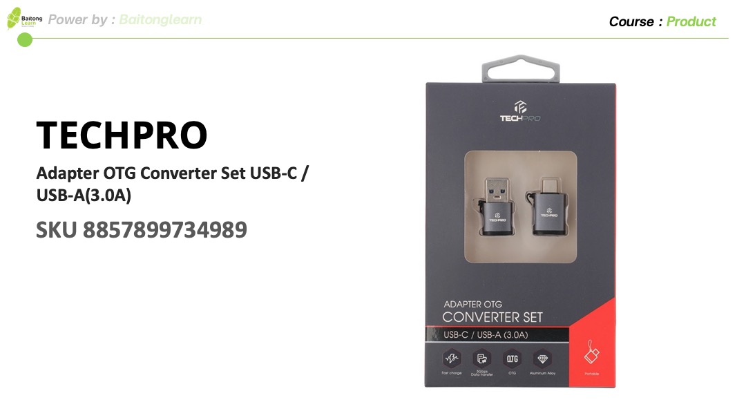 TECHPRO Adapter OTG Converter Set USB-C / USB-A(3.0A)